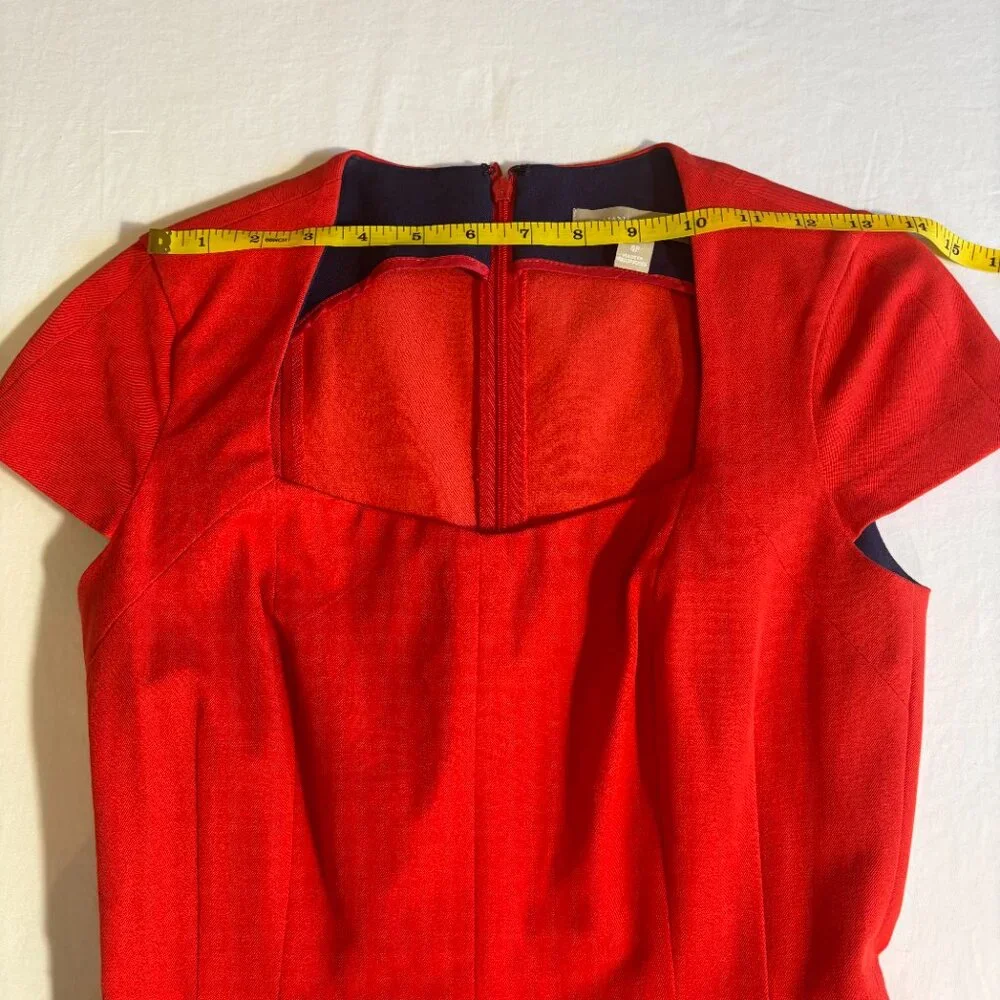 Banana Republic Red Cap Sleeve Fitted Sheath Dress - Size 4 - Picture 7 of 11